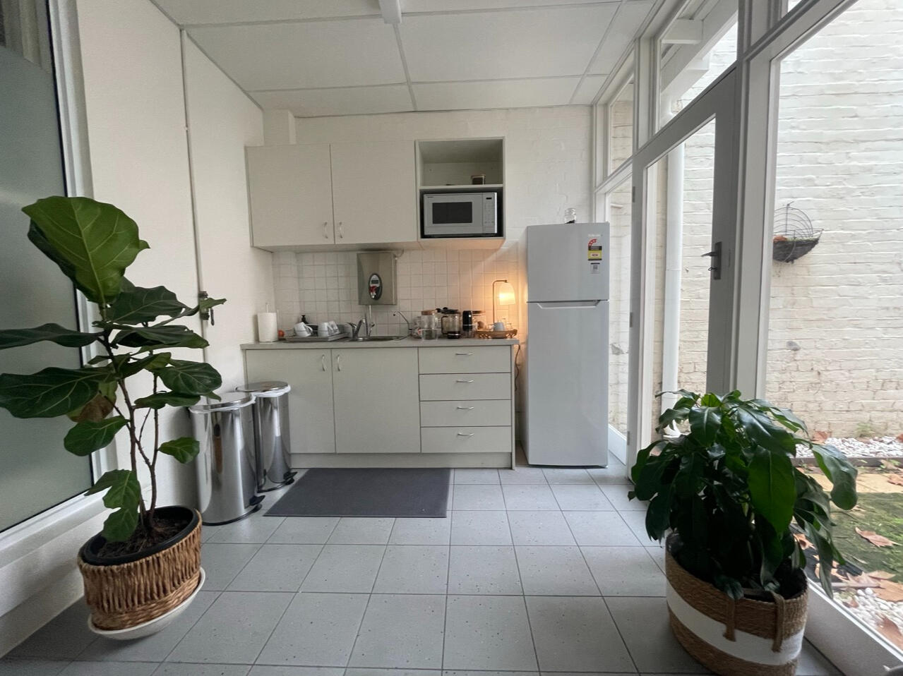 Kitchen area with refreshments for visitors